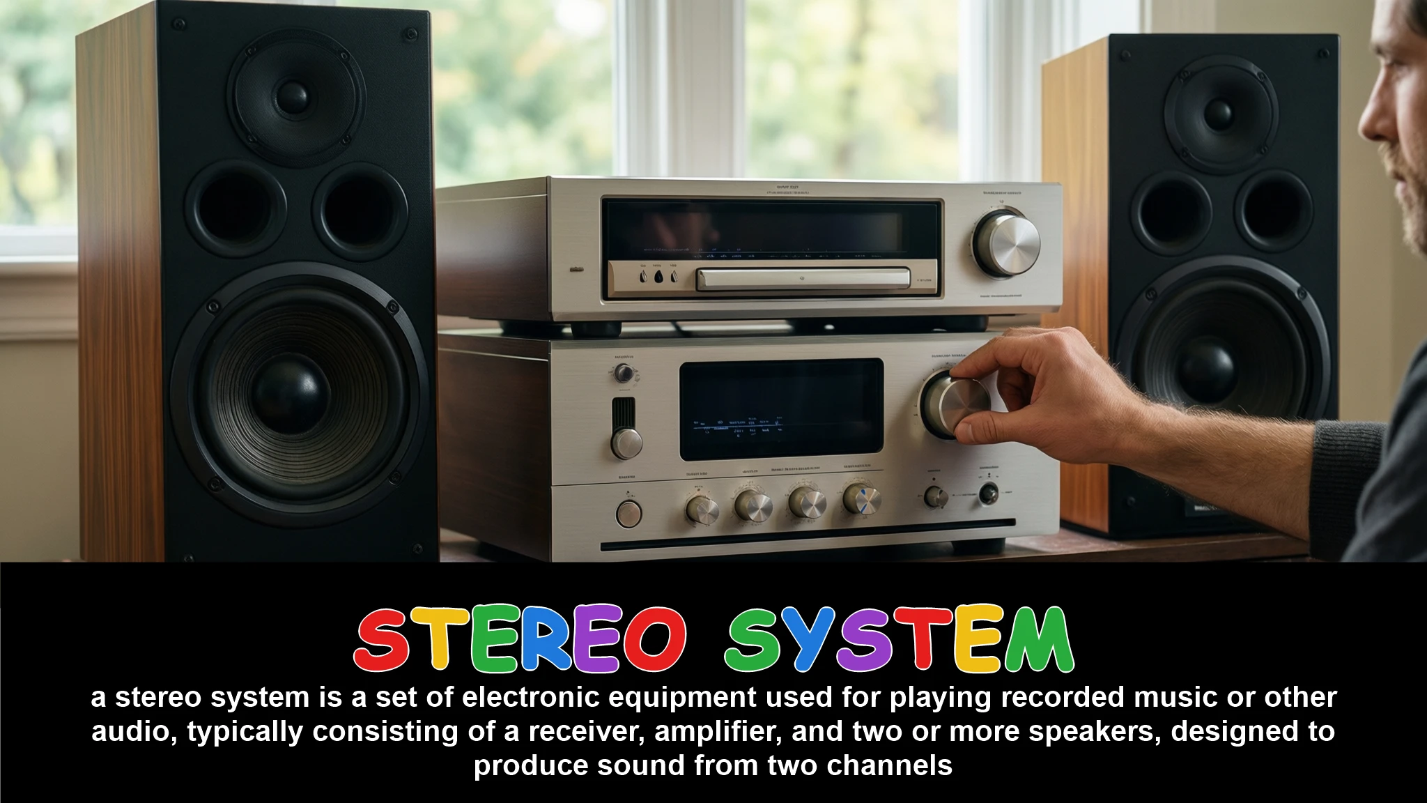 English Illustration for stereo system